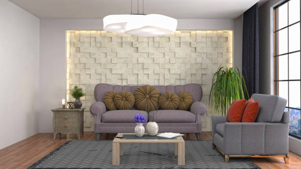 istock Interior living room. 3d illustration 690724518