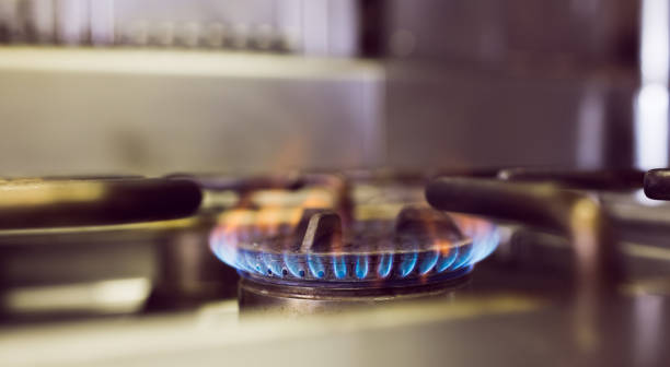 istock Burning gas on kitchen gas stove 690727752