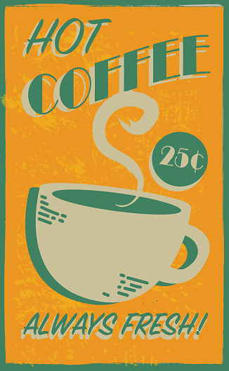 Retro style Hot Coffee diner sign