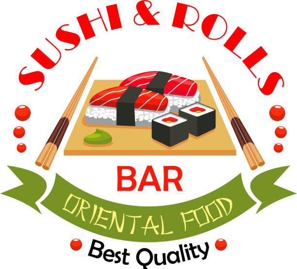 istock Sushi bar, japanese food restaurant sign design 690753108