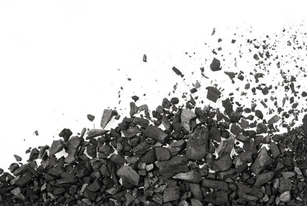 Carbon charcoal texture on white background Carbon charcoal texture on white background coal photos stock pictures, royalty-free photos & images