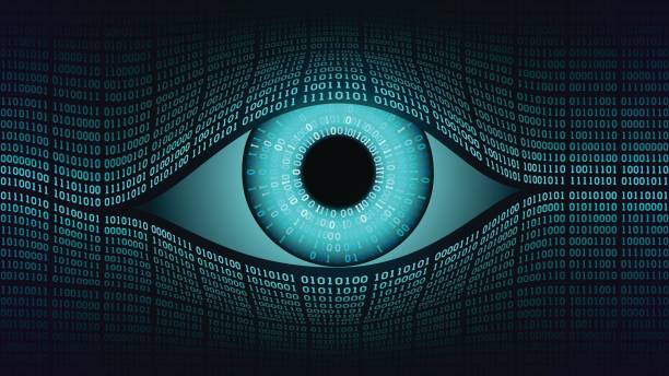 großer bruder elektronisches auge konzept, technologien für die globale überwachung, sicherheit von computersystemen und netzwerken - surveillance human eye security privacy stock-grafiken, -clipart, -cartoons und -symbole