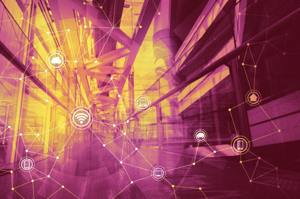 istock duo tone graphic of smart city and wireless communication network 690778130