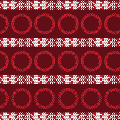 red and white vertical triangle striped with red circle knitting pattern background vector illustration image