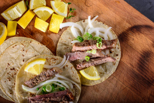 Tortilla with Grilled Beef Top view