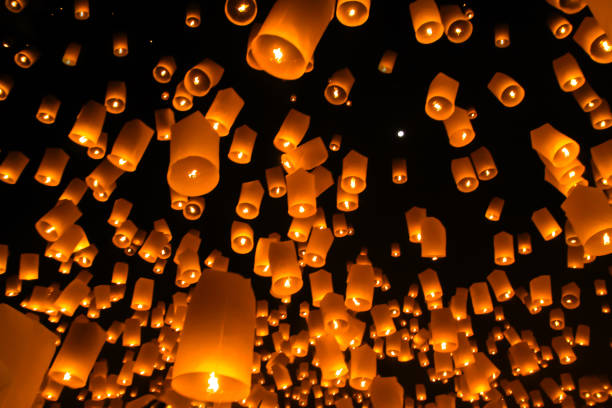 istock Floating lantern, Yi Peng,Firework Festival in Chiangmai Thailand 690793850
