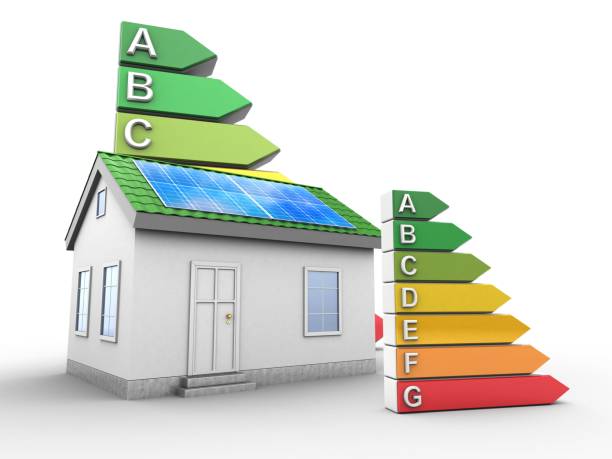 istock 3d green house with energy rating 690800474