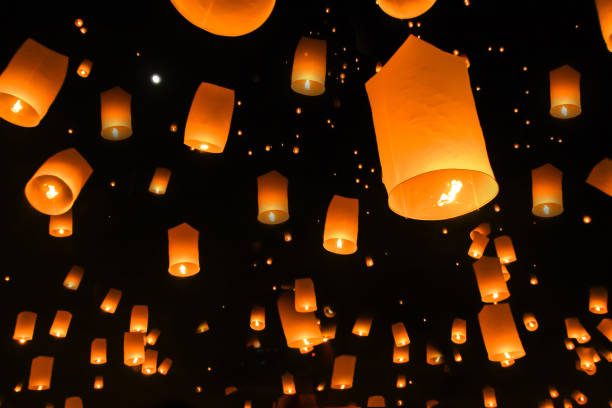 istock Floating lantern, Yi Peng,Firework Festival in Chiangmai Thailand 690803698