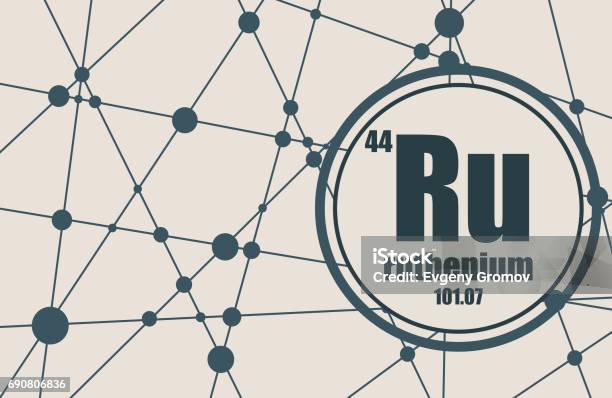 Ruthenium Chemical Element Stock Illustration - Download Image Now - Abstract, Arts Culture and Entertainment, Atom