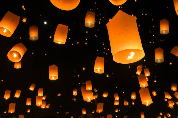 istock Floating lantern, Yi Peng,Firework Festival in Chiangmai Thailand 690809986