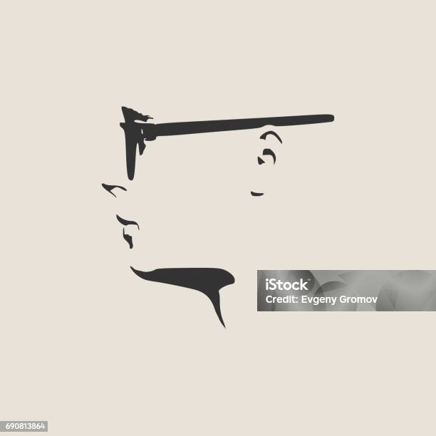 Man Avatar Profile View Male Face Silhouette Stock Illustration - Download Image Now - Eyeglasses, Profile View, Side View