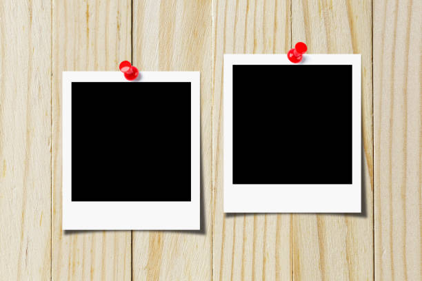 istock Blank photo pinned on the wooden wall 690823150