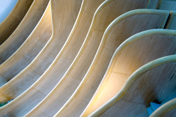 istock Wooden shelves interior of building. 690825672