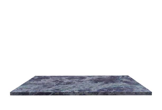 istock Empty top of stone marble table or counter isolated on white background. For product display 690826264