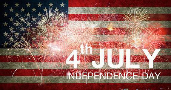 Fourth of July Independence Day card. Independence day fireworks. Independence day celebrate