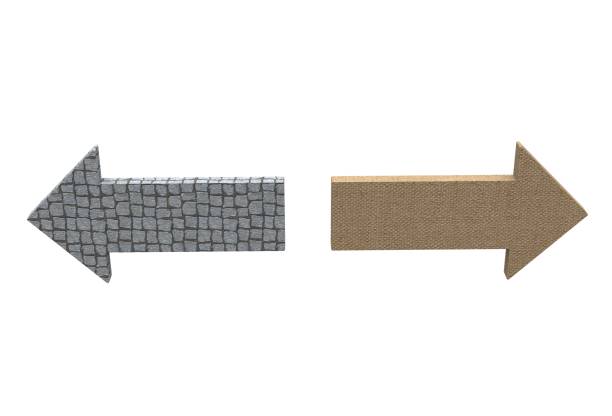 istock brick texture arrow and unfinished satinwood texture arrow 690830310