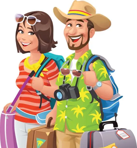 Vector illustration of Couple Going On Vacation