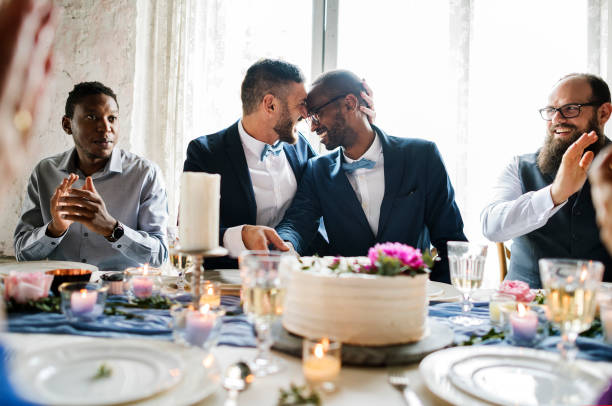 Gay wedding ceremony celebration party Gay wedding ceremony celebration party gay person stock pictures, royalty-free photos & images