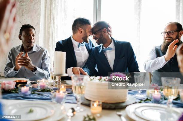 Gay Wedding Ceremony Celebration Party Stock Photo - Download Image Now - Wedding, Gay Person, Marriage Equality