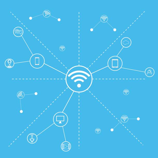 istock Illustration of Wireless Internet Network and Social Media Communication 690834250