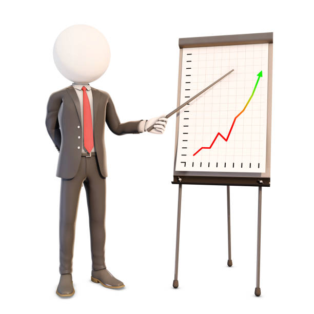 istock businessman showing screen with stats, 3d rendering 690841834