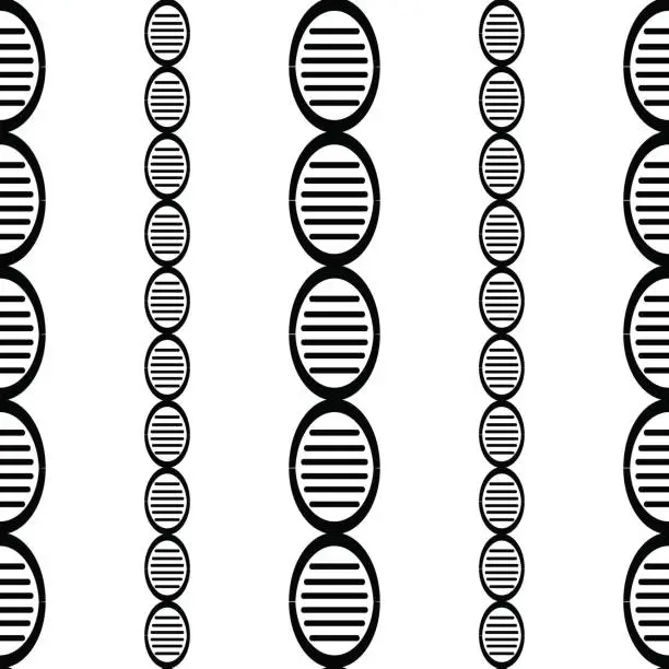 Vector illustration of black and white DNA genome simple seamless pattern eps10