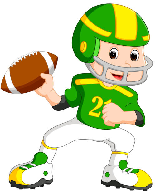 ilustrações de stock, clip art, desenhos animados e ícones de young kid playing football - 2779