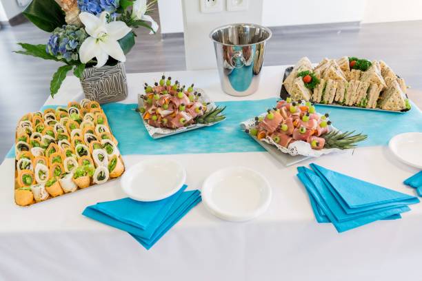 antipasti di nozze - tray sandwich wrap sandwich party foto e immagini stock