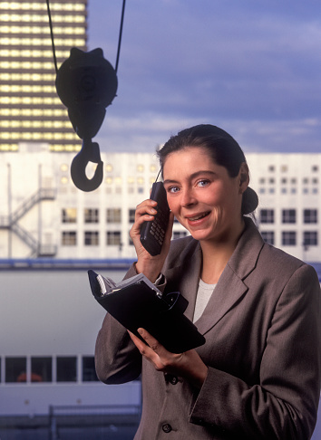 Retro 90s Shot Of Young Businesswoman Stock Photo - Download Image Now