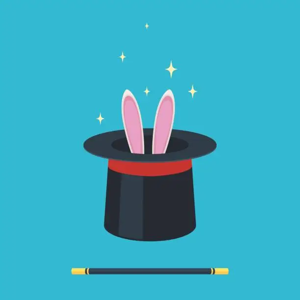 Vector illustration of Magic hat with rabbit