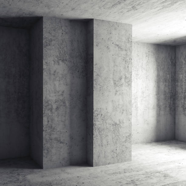 istock Empty room with concrete walls. 3d illustration 690862158