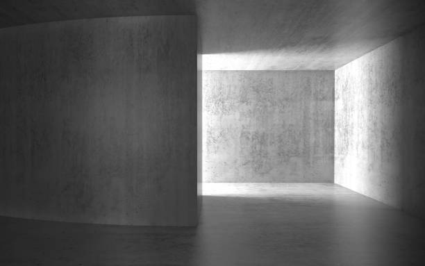 istock Abstract dark room with glowing doorway 3d 690862188