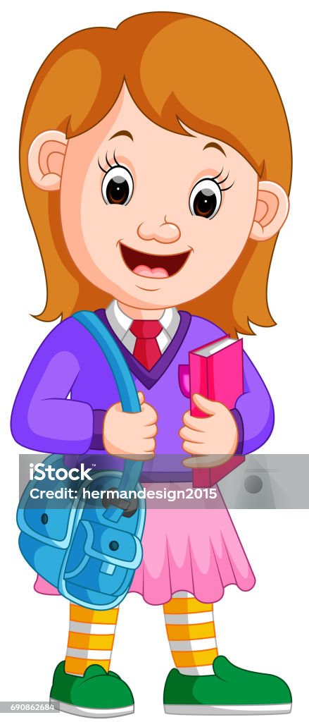 Cute Girl Go To School Cartoon Stock Illustration - Download Image Now - Back, Backpack, Bag - iStock Cute Girl Go To School Cartoon Stock Illustration - Download Image Now - Back, Backpack, Bag - iStock