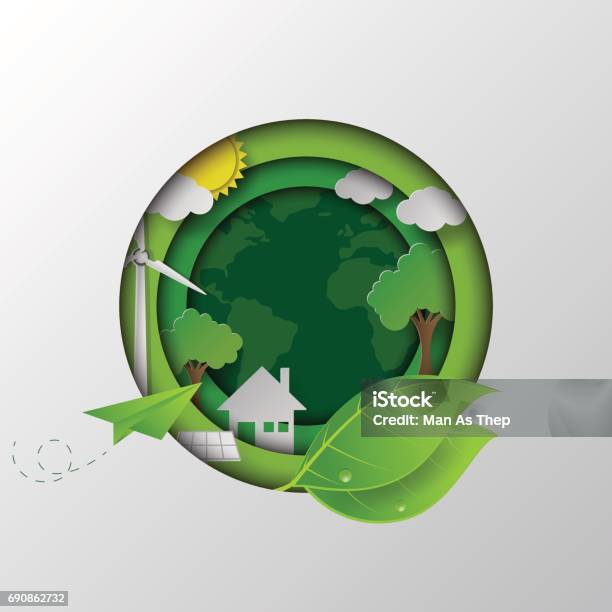 Ilustración de Ir A La Tierra Verde y más Vectores Libres de Derechos de Conservación del ambiente - Conservación del ambiente, Reciclaje, Día mundial del Medio Ambiente