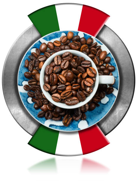 italian coffee symbol - caffe italiano - photography starbucks flag sign imagens e fotografias de stock