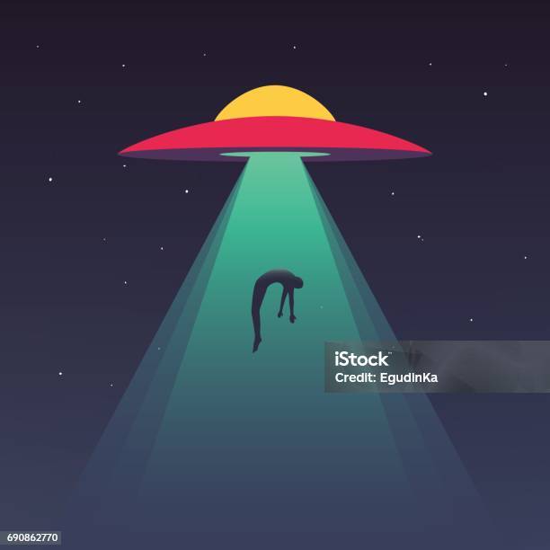 Ufo Abducts Human Stock Illustration - Download Image Now - UFO, Alien, Spaceship