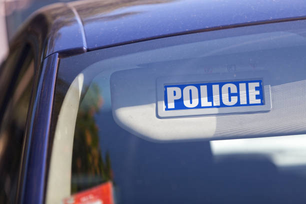 istock Policie - Car sun visor sign 690868582