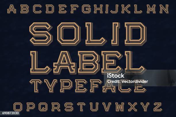 Simple Label Font Solid Label Typeface Font Isolated English Alphabet Stock Illustration ...