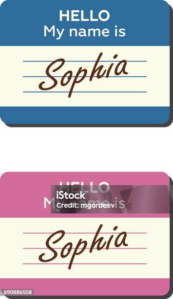 Name Introduction Card Hello My Name Is Introduction Cards Labels And Badges Set Stock ...