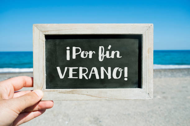 istock text por fin verano, finally summer in spanish 690890800