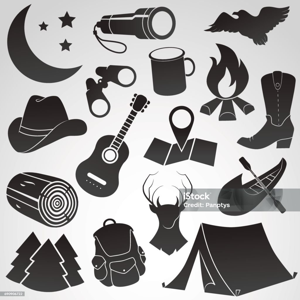 Camping, folk, summer vector icon set. Vector art: camping icon set. Camping stock vector