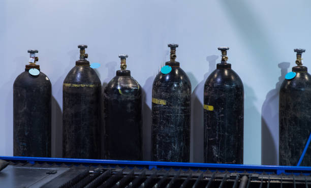 istock Acetylene and gas steel storage tanks for welding 690911108