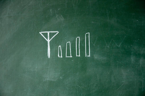 istock Mobile phone signal sign drawn with chalk on blackboard 690954524