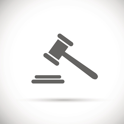 judge gavel icon . Pictogram of auction . Vector justice symbol