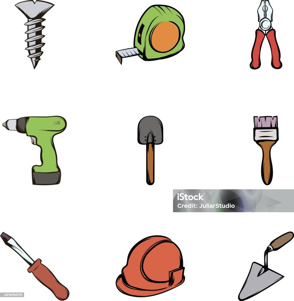 Ilustración de Conjunto De Iconos De Herramientas De Trabajo Estilo De  Dibujos Animados y más Vectores Libres de Derechos de Caja de herramientas  - iStock
