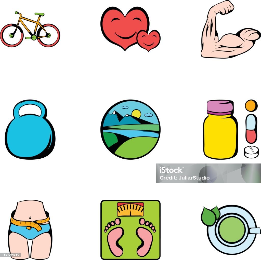 Ilustración de Set De Iconos Estilo De Vida Saludable Estilo De Dibujos Animados y más Vectores Libres de Derechos de Actividades y técnicas de relajación - iStock Ilustración de Set De Iconos Estilo De Vida Saludable Estilo De Dibujos Animados y más Vectores Libres de Derechos de Actividades y técnicas de relajación - iStock