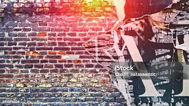 Urban Concrete Brick Wall With Copy Space Stock Photo - Download Image Now - Graffiti, Wall - Building Feature, Backgrounds