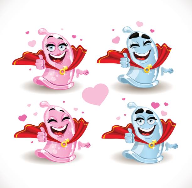 Condom smiles Superman and the Superwoman Condom smiles Superman and the Superwoman superwoman syndrome stock illustrations