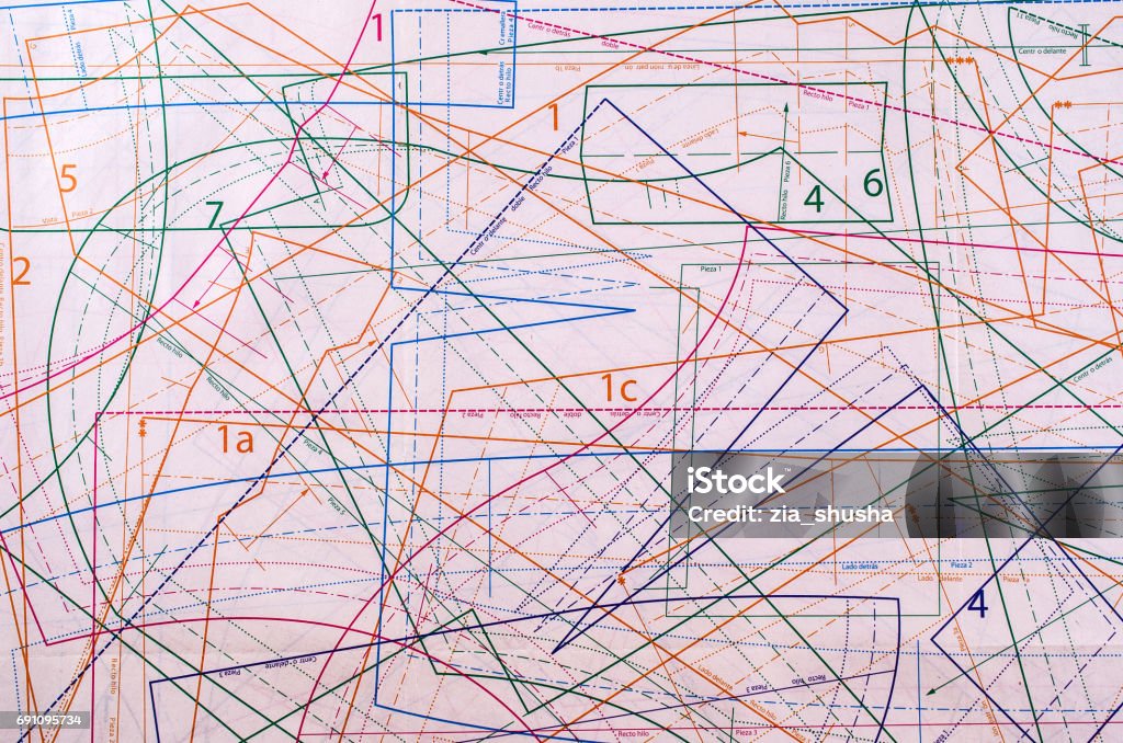 Color Line Blueprint Beige Background With Blueprints Stock Photo - Download Image Now ...
