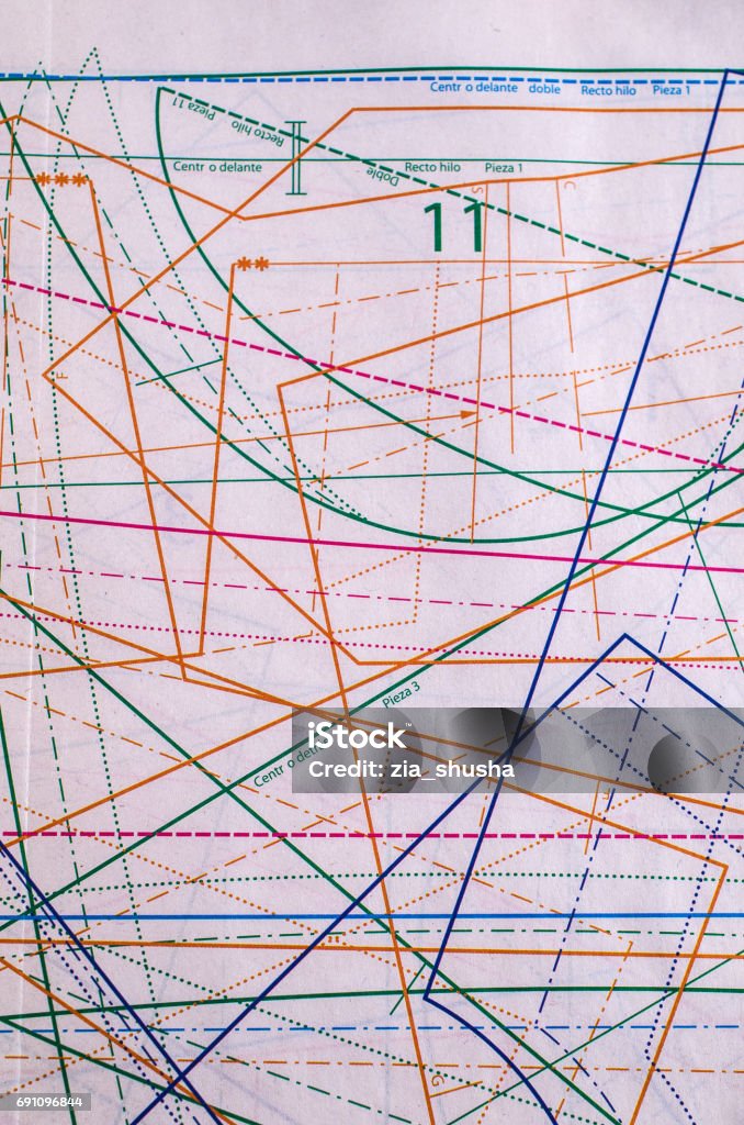 Color Line Blueprint Beige Background With Blueprints Stock Photo - Download Image Now ...